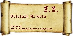 Blistyik Miletta névjegykártya
